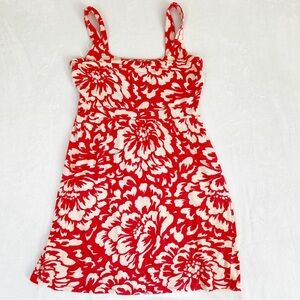 Tommy Bahama Red And White Dress Floral Midi Sundress Coastal Linen Blend